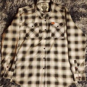 Woman’s XXL Dixxon Flannel Company The Big Twin Plaid Pattern White Grey Black